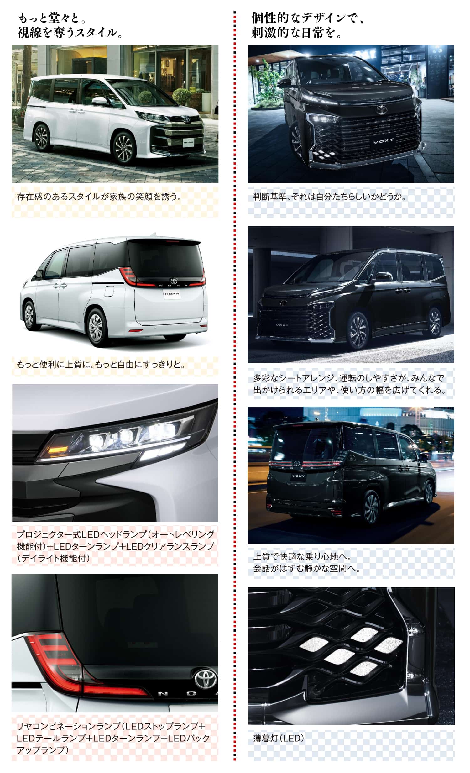 ノアとヴォクシーの外観比較